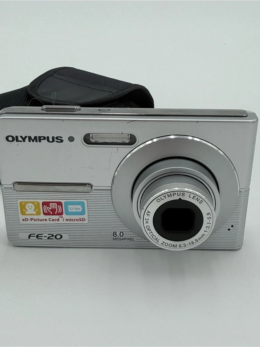 Olympus FE-20 Digital Camera -Tested Working! Case, Manual, New Battery, USB Cbl